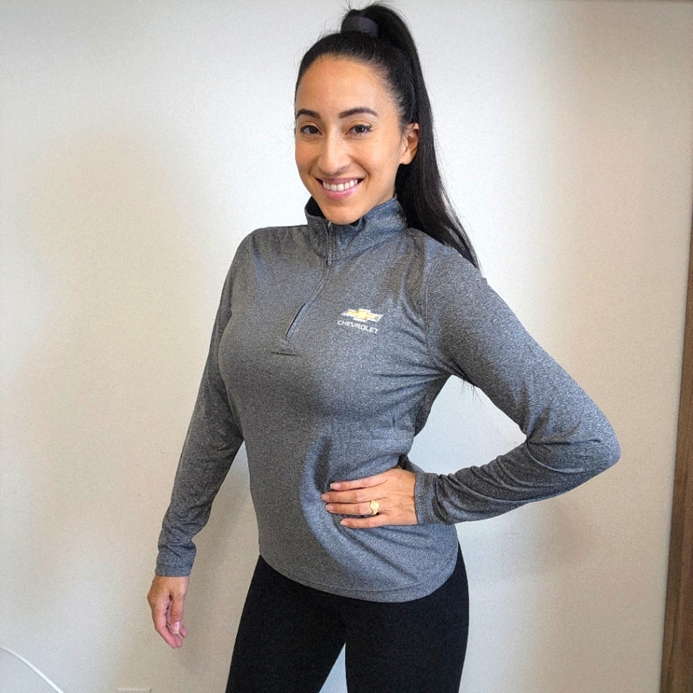 NWT UltraClub Women's Black Heather Cool & Dry Heathered Performance Quarter-Zip